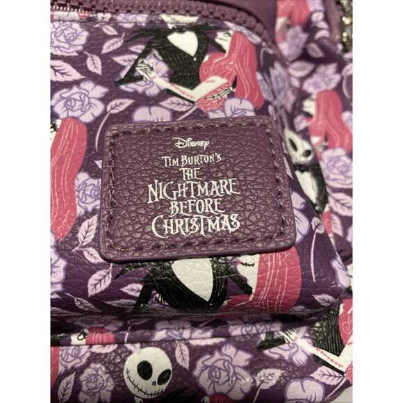 Bioworld Disney Nightmare Before Christmas Mini Purse Backpack Jack Sally Purple - Picture 5 of 16